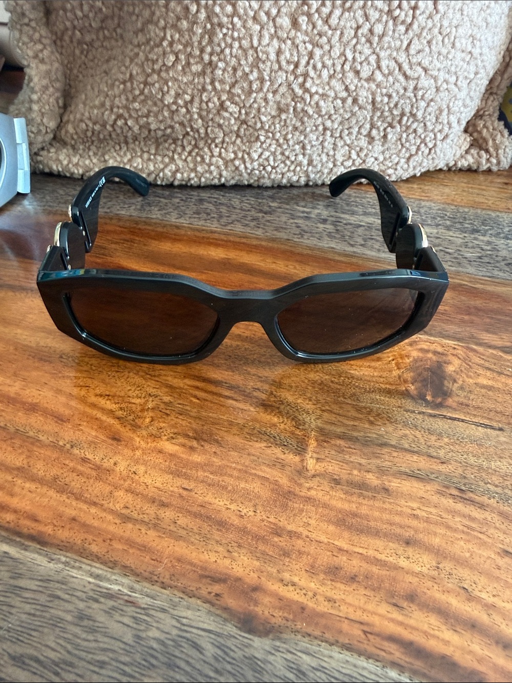 Versace Black Sunglasses with Gold Medallion Accents